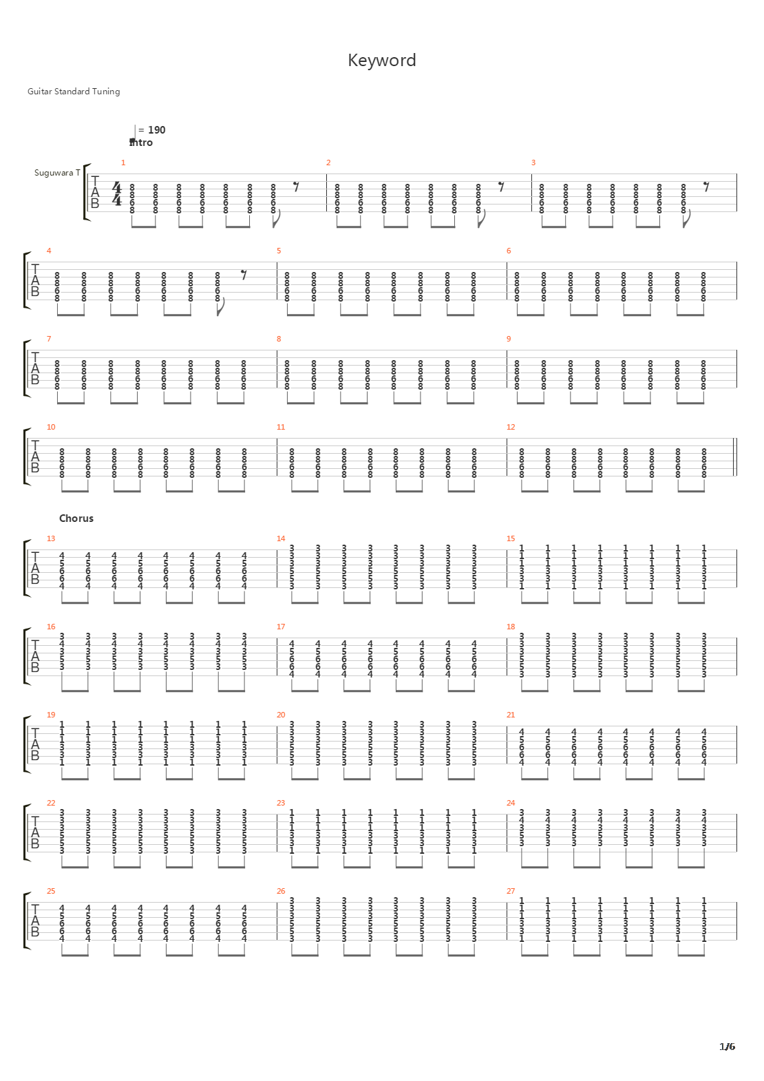 Keyword吉他谱