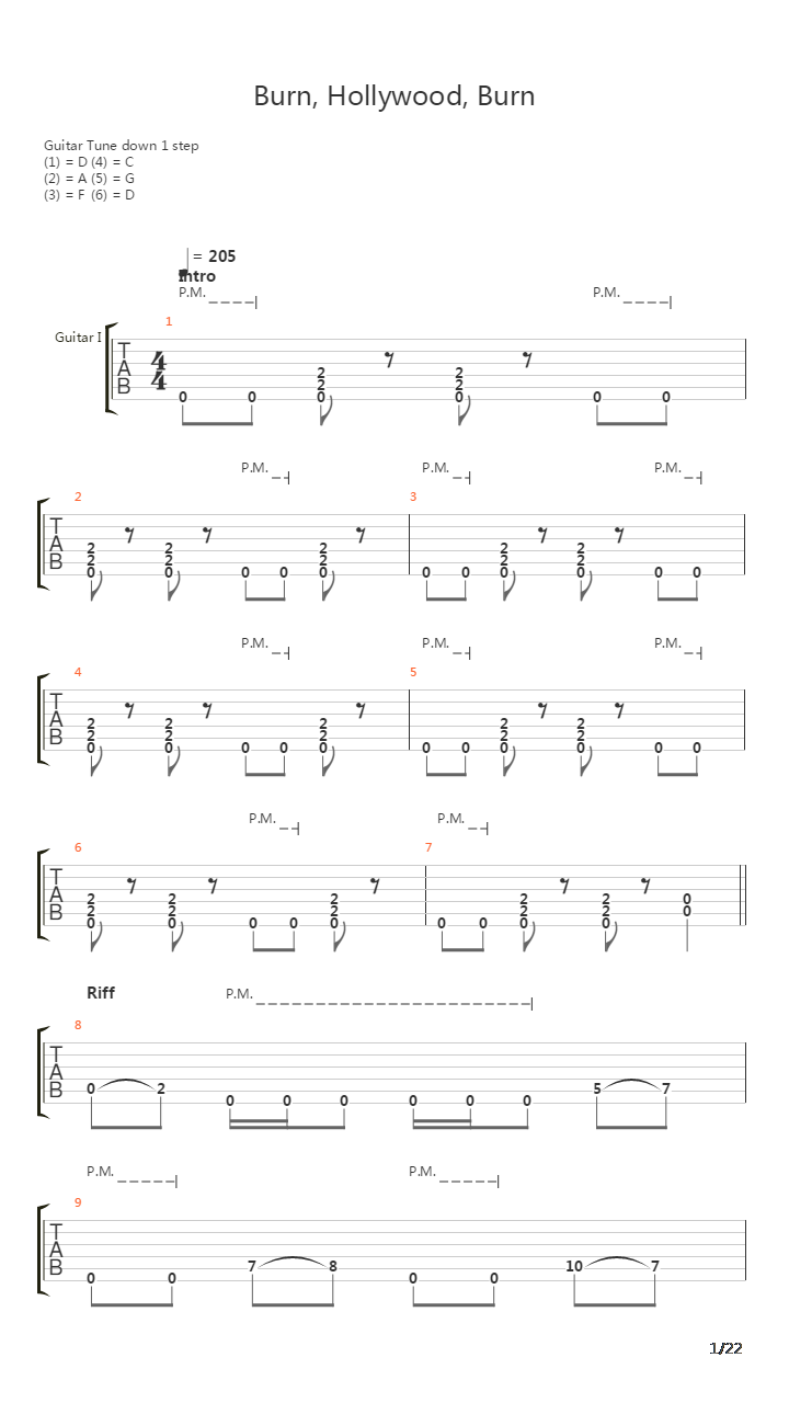 Burn Hollywood Burn吉他谱