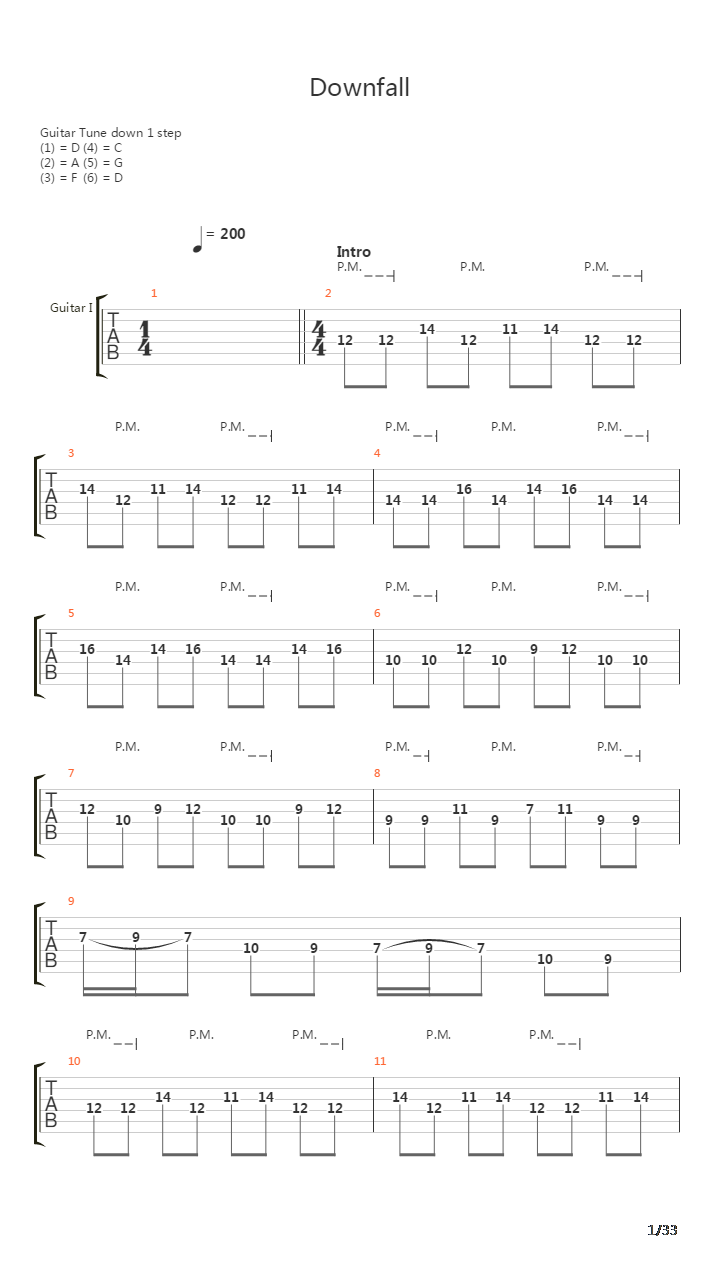 Downfall吉他谱