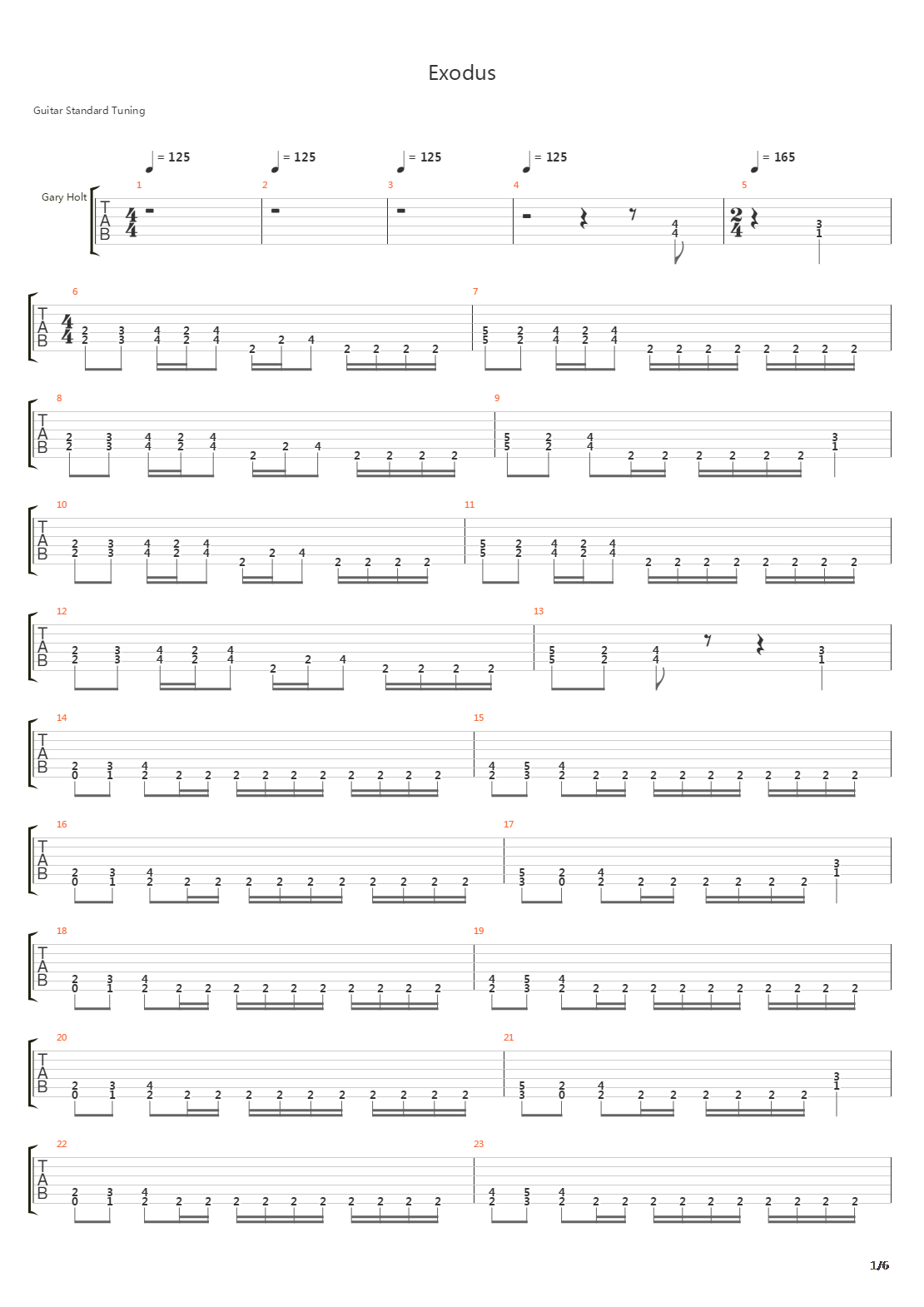 Exodus吉他谱