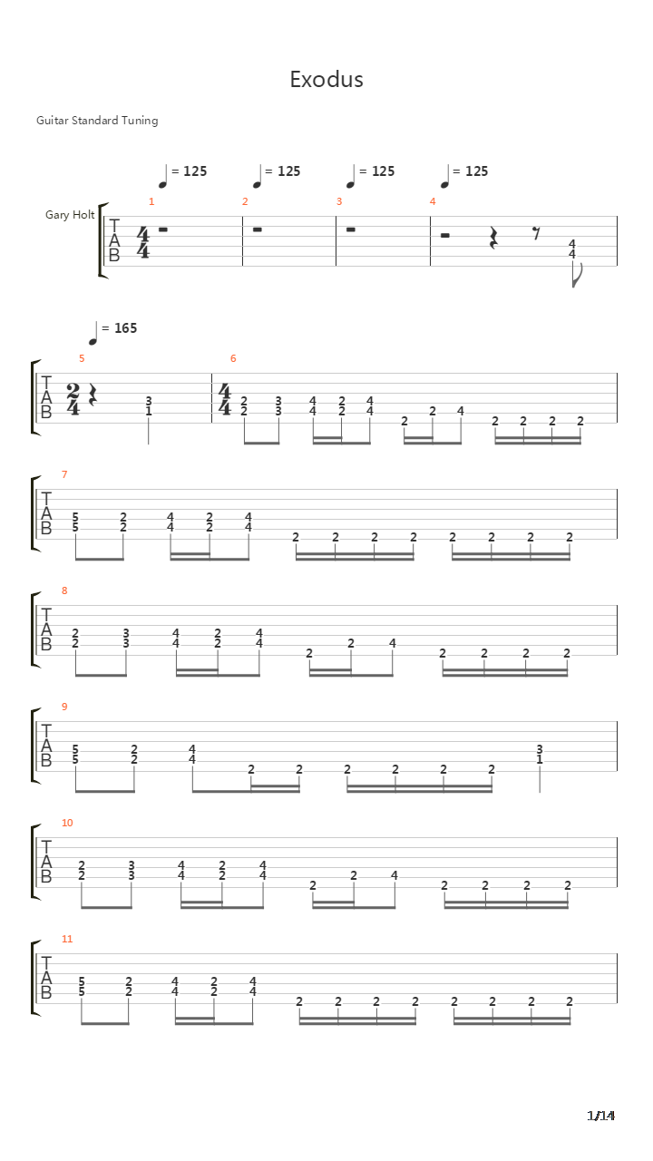 Exodus吉他谱