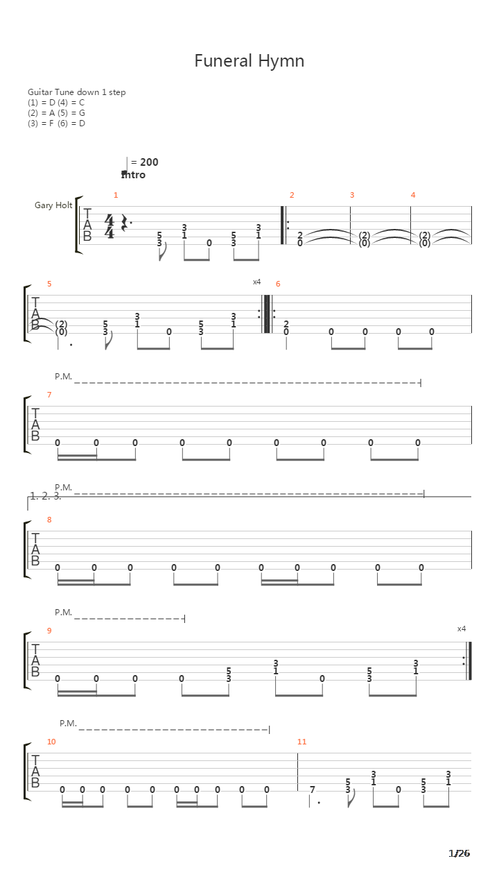 Funeral Hymn吉他谱