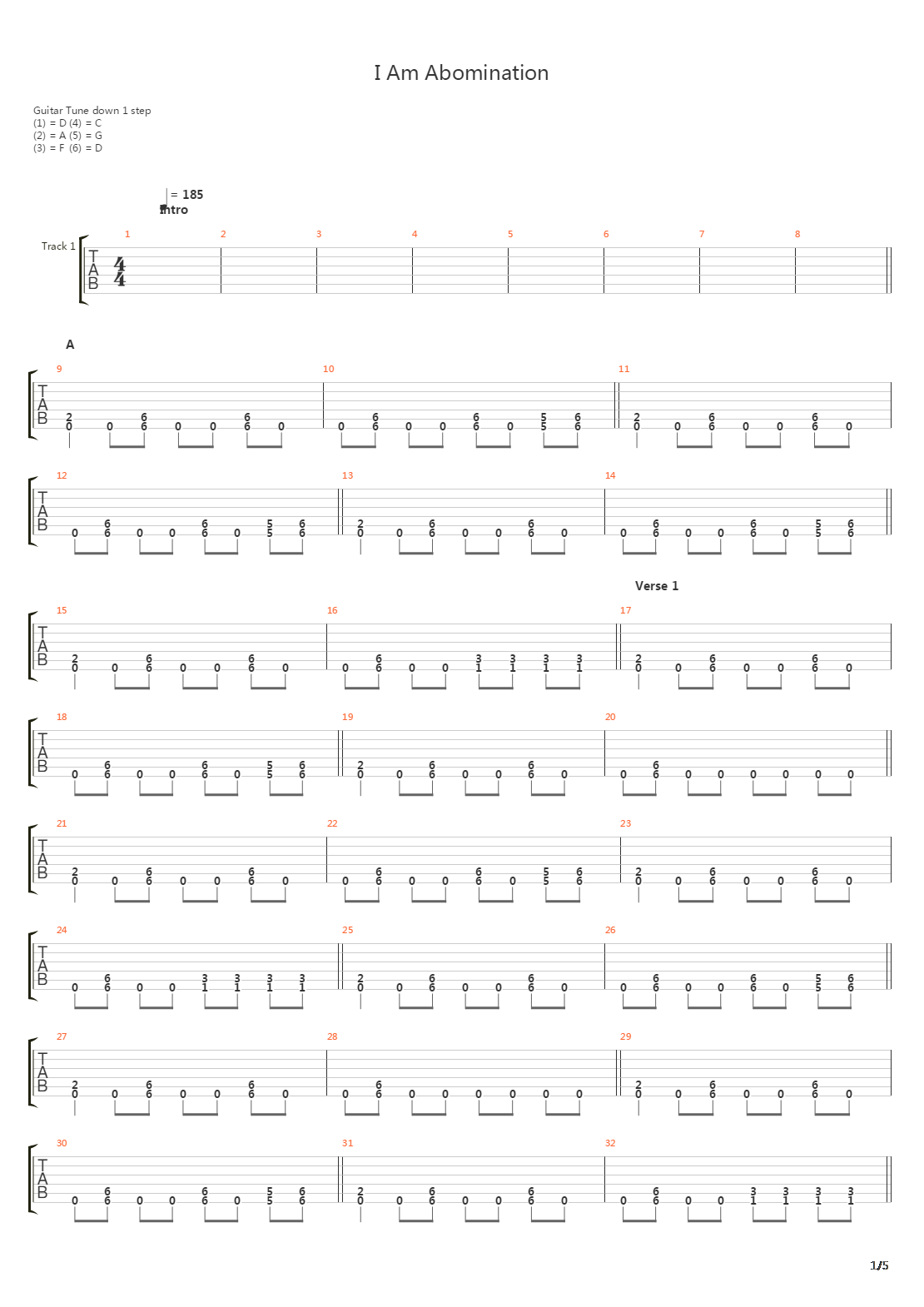 I Am Abomination吉他谱