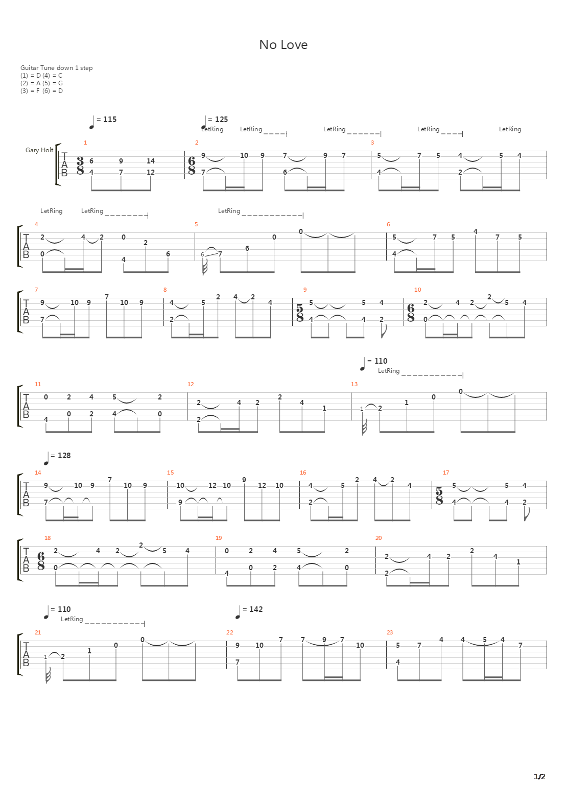 No Love吉他谱