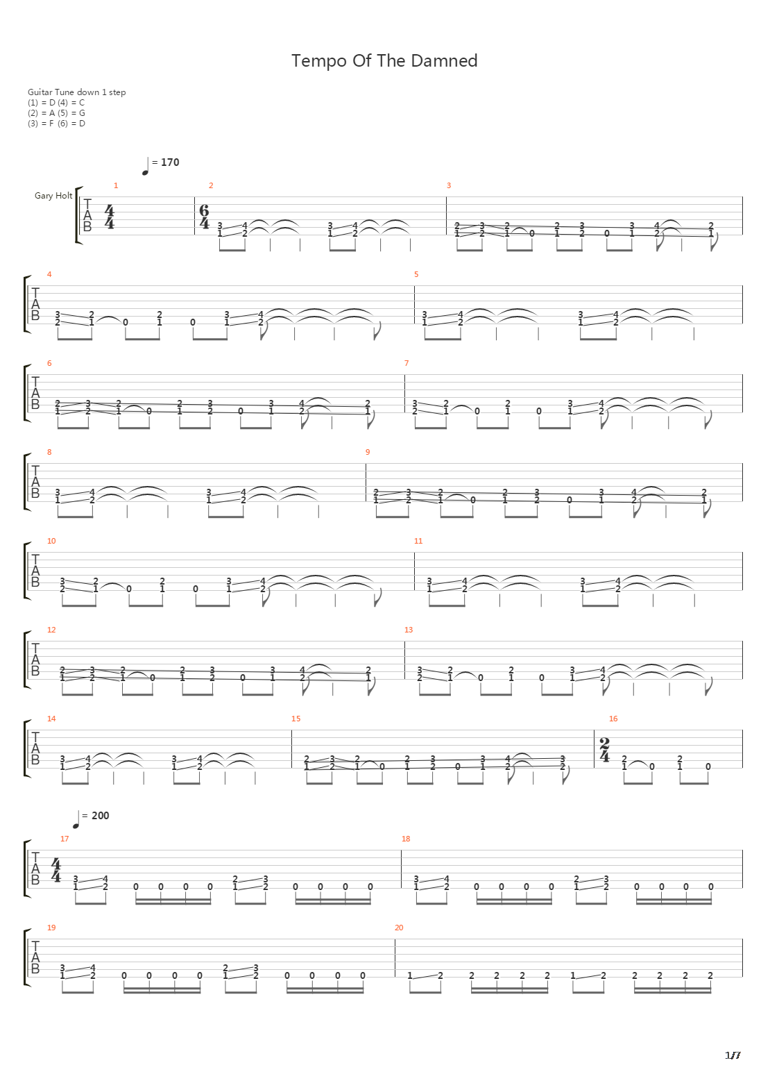 Tempo Of The Damned吉他谱