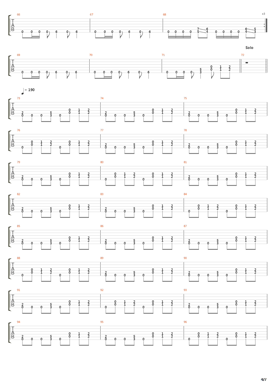 Tempo Of The Damned吉他谱