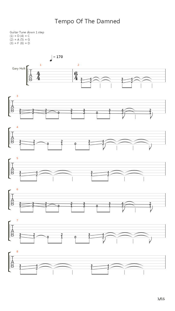 Tempo Of The Damned吉他谱