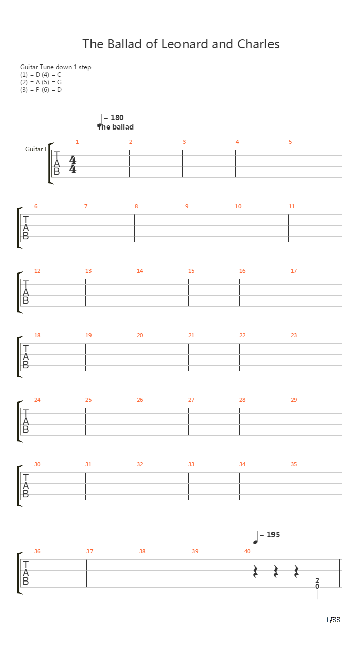 The Ballad Of Leonard And Charles吉他谱