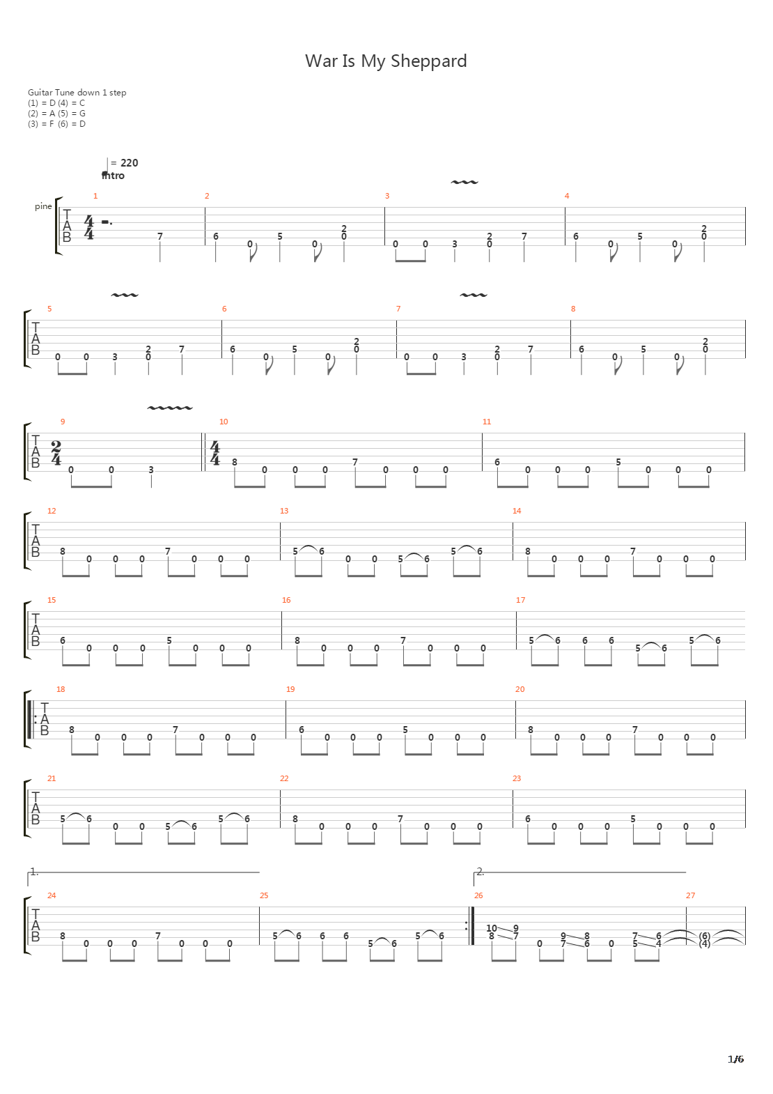 War Is My Shepherd吉他谱