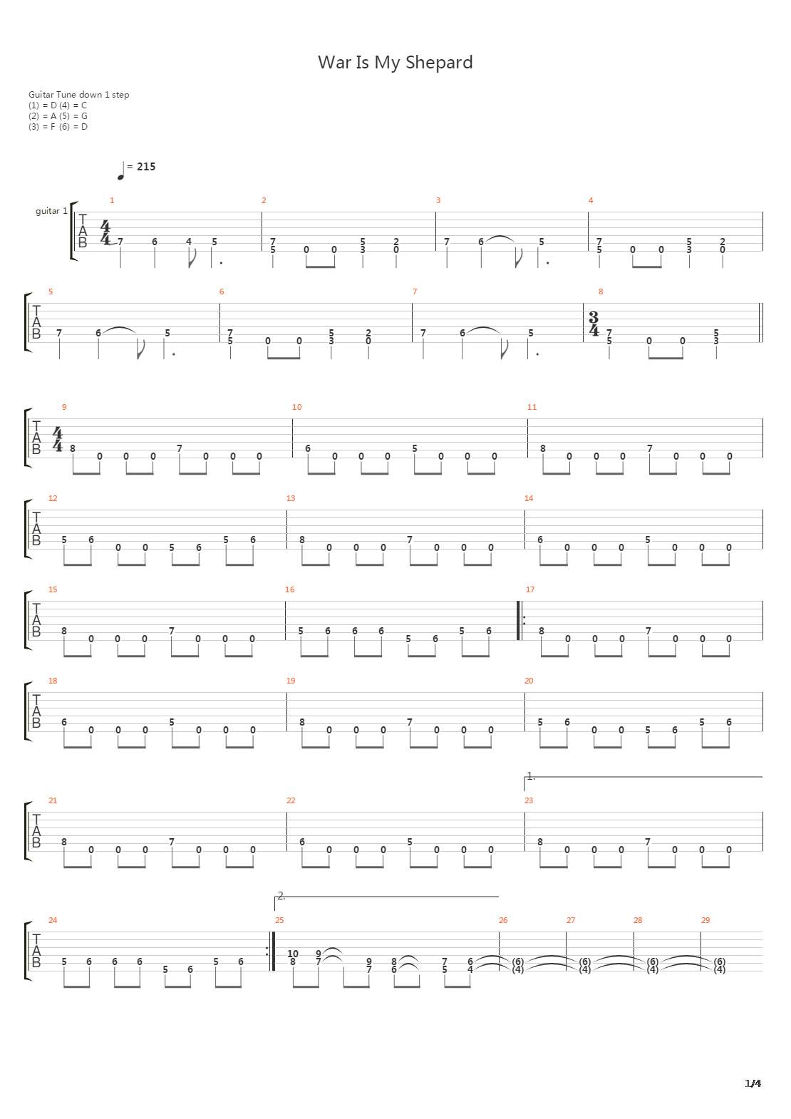 War Is My Shepherd吉他谱