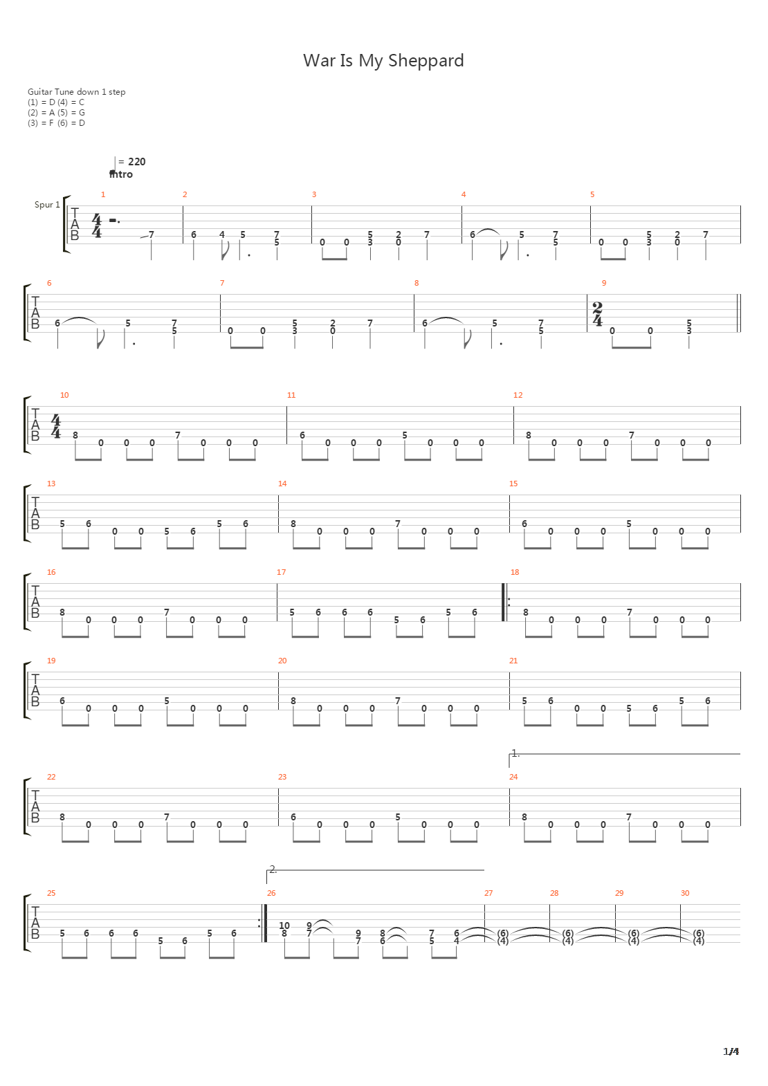 War Is My Shepherd吉他谱