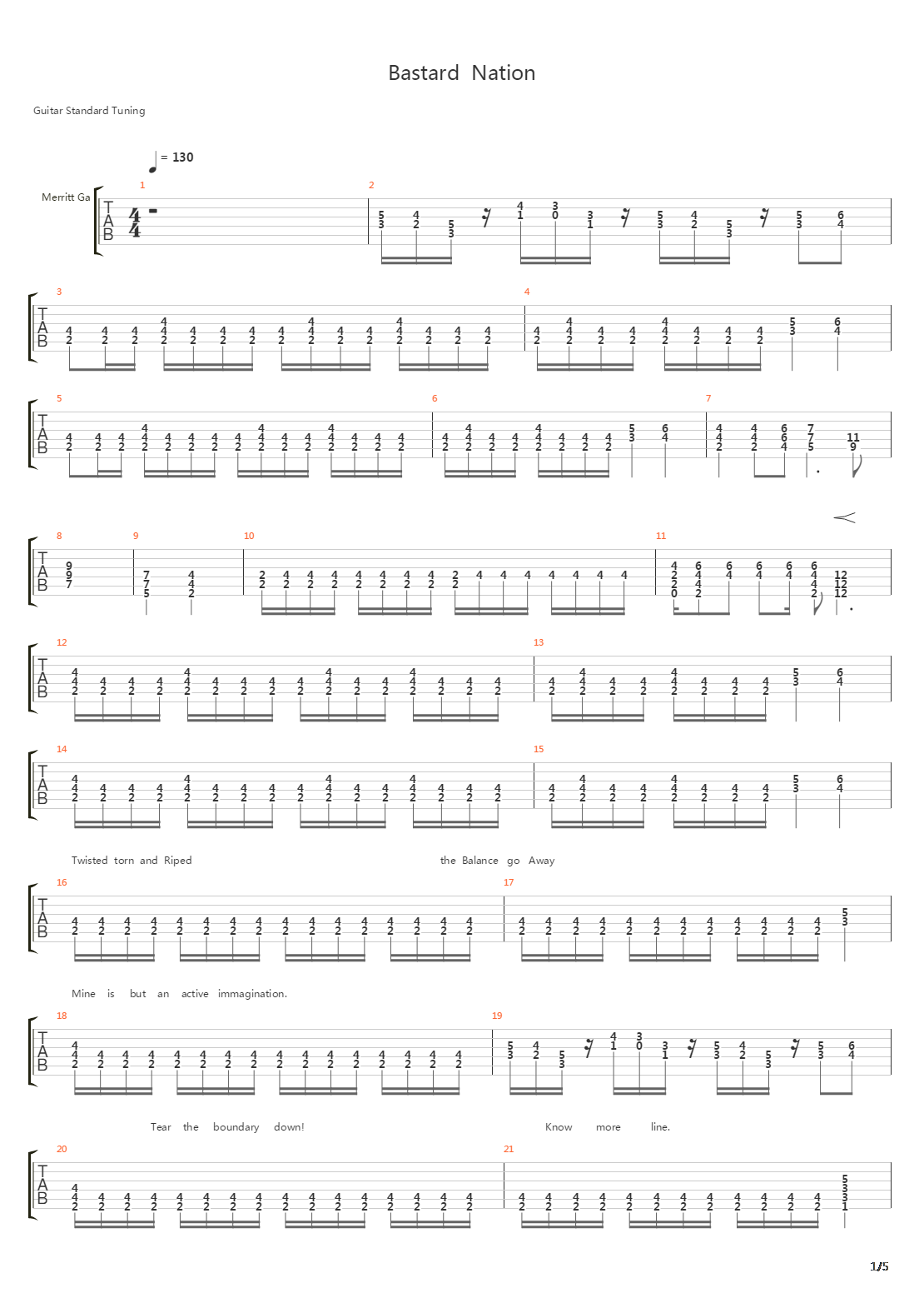 Bastard Nation吉他谱