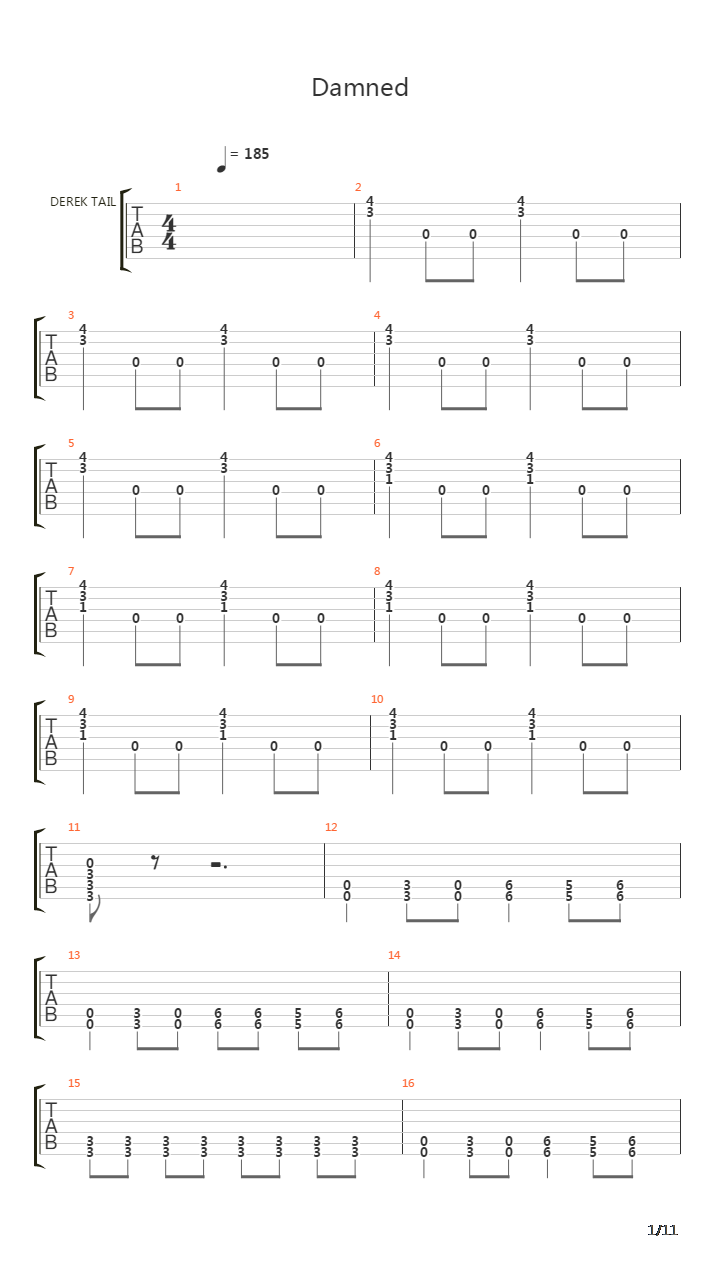 Damned吉他谱