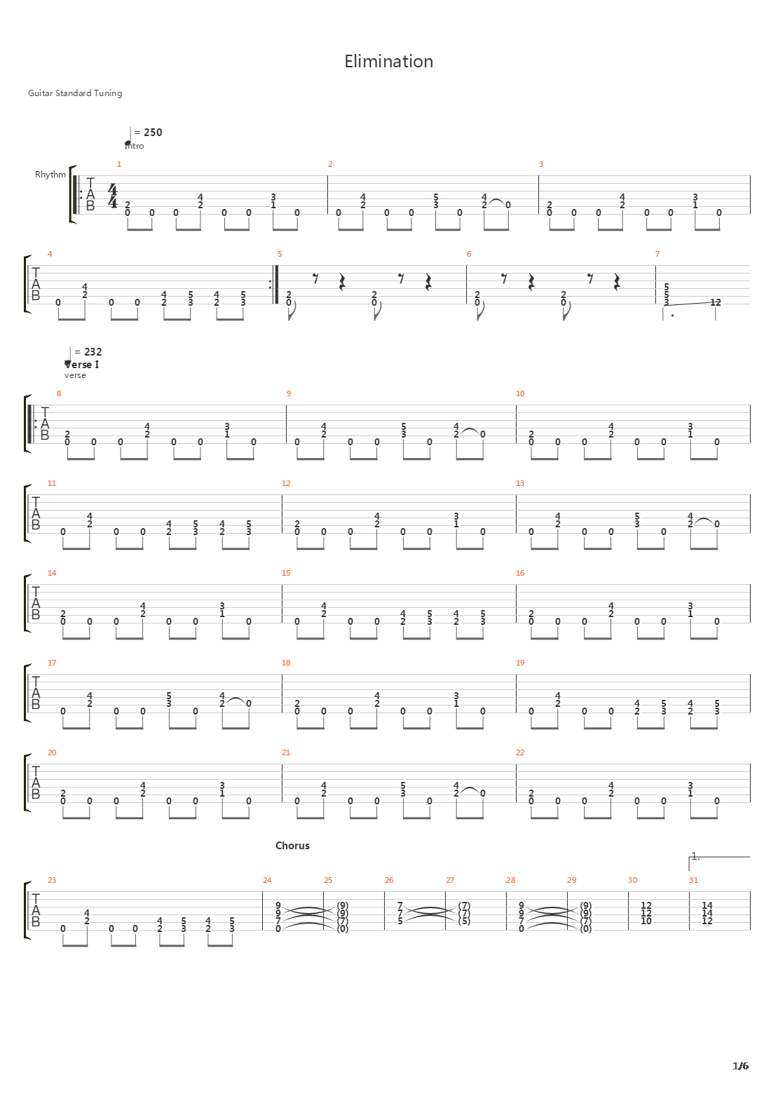 Elimination吉他谱