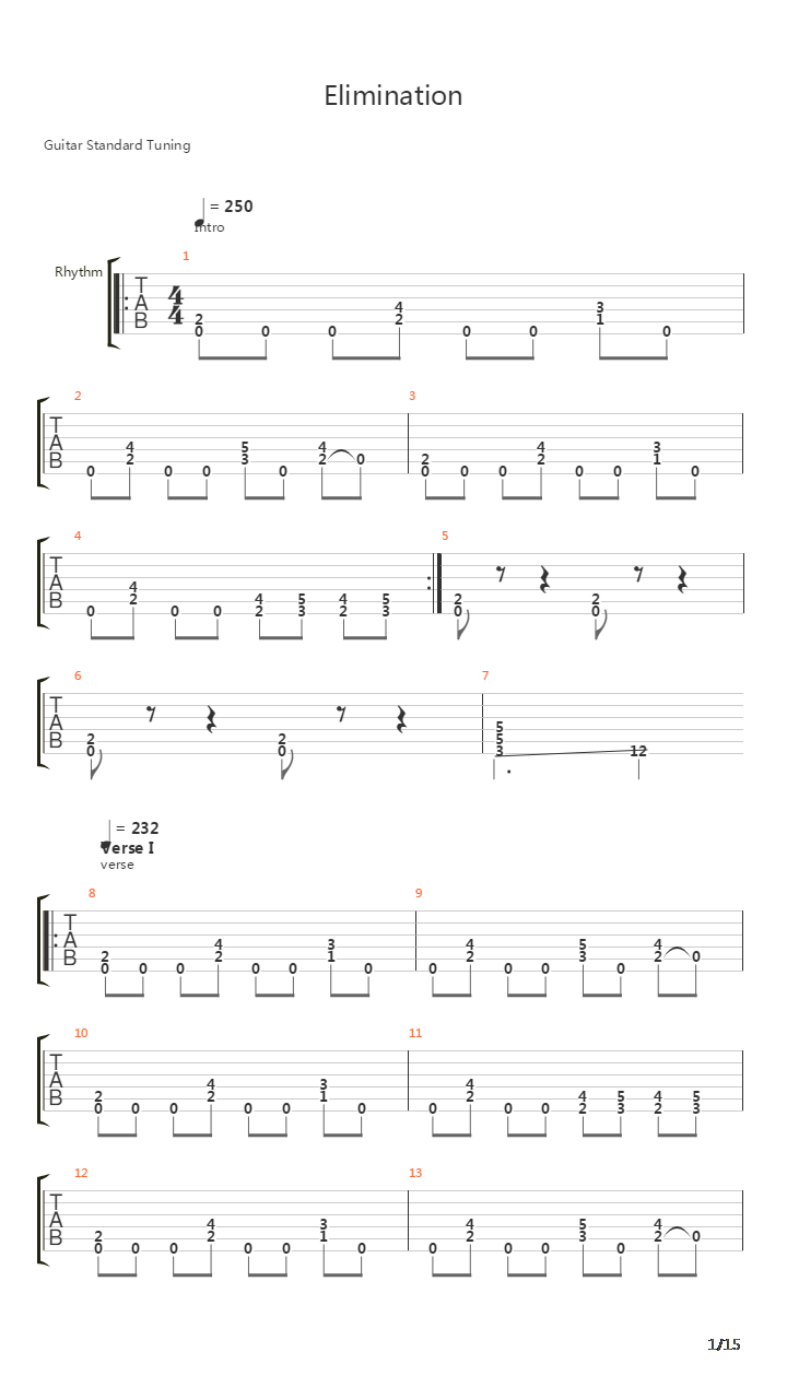 Elimination吉他谱