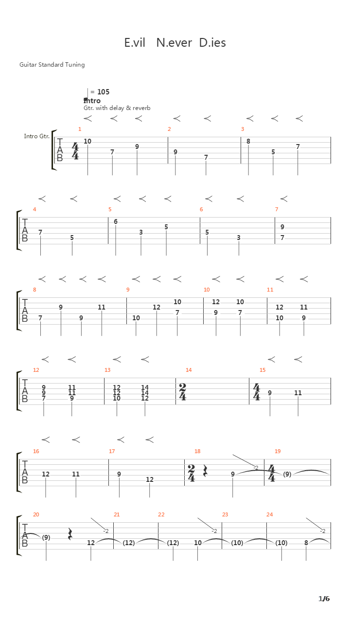 Evil Never Dies吉他谱