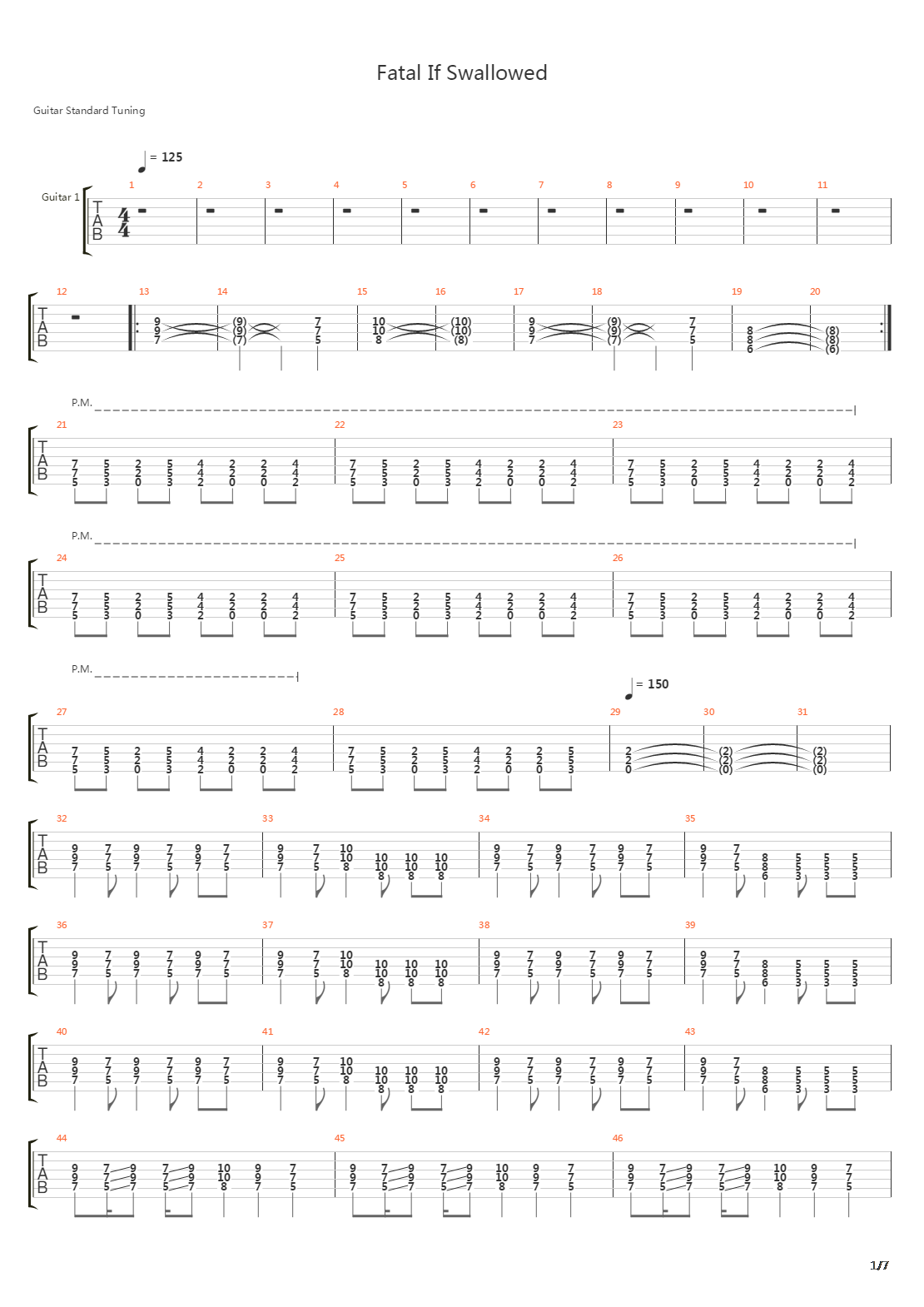 Fatal If Swallowed吉他谱