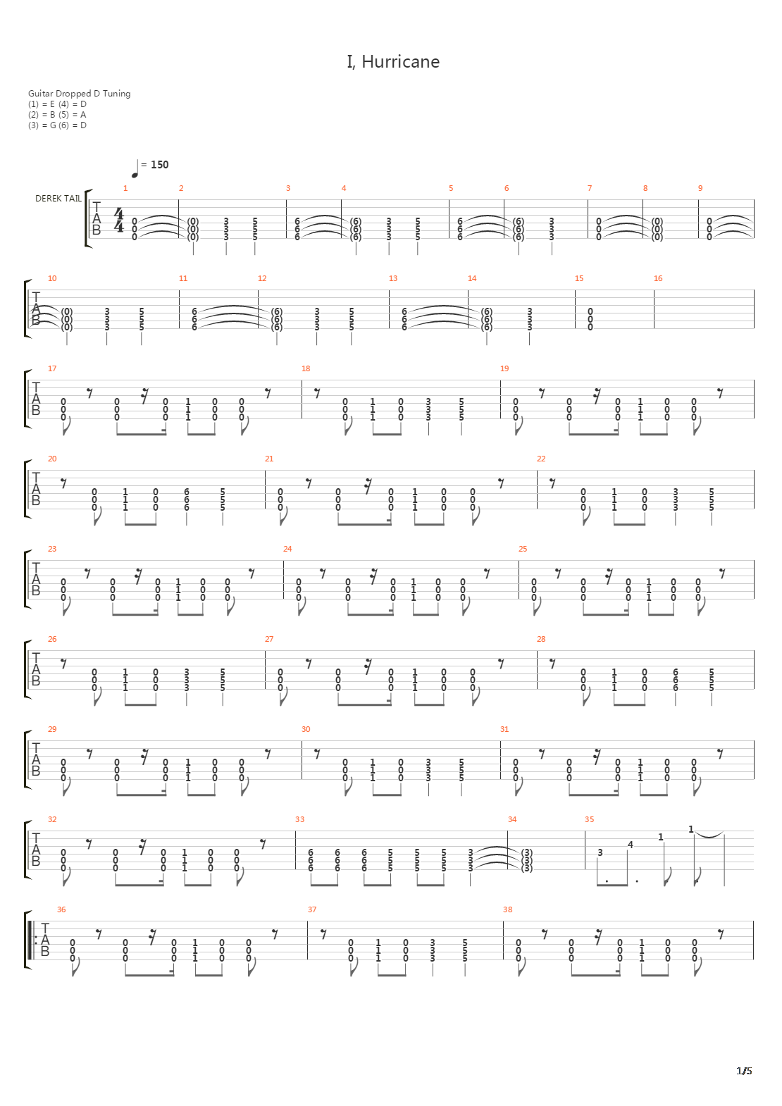 I Hurricane吉他谱
