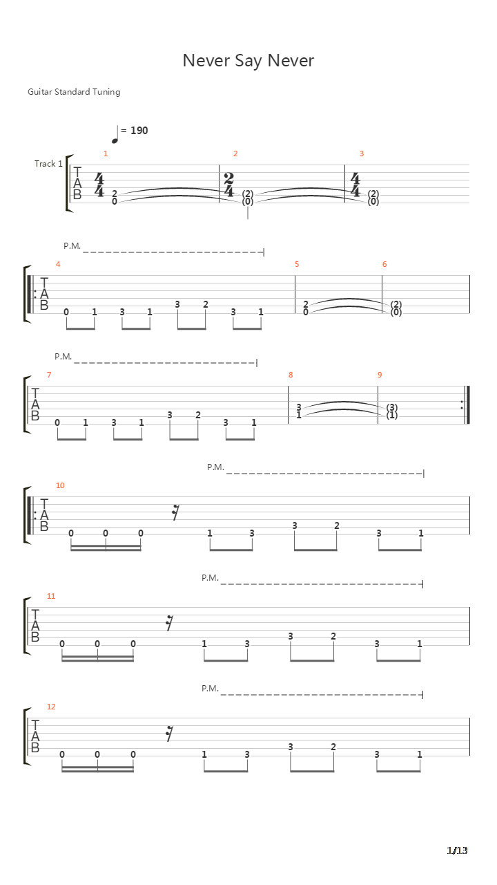 Never Say Never吉他谱