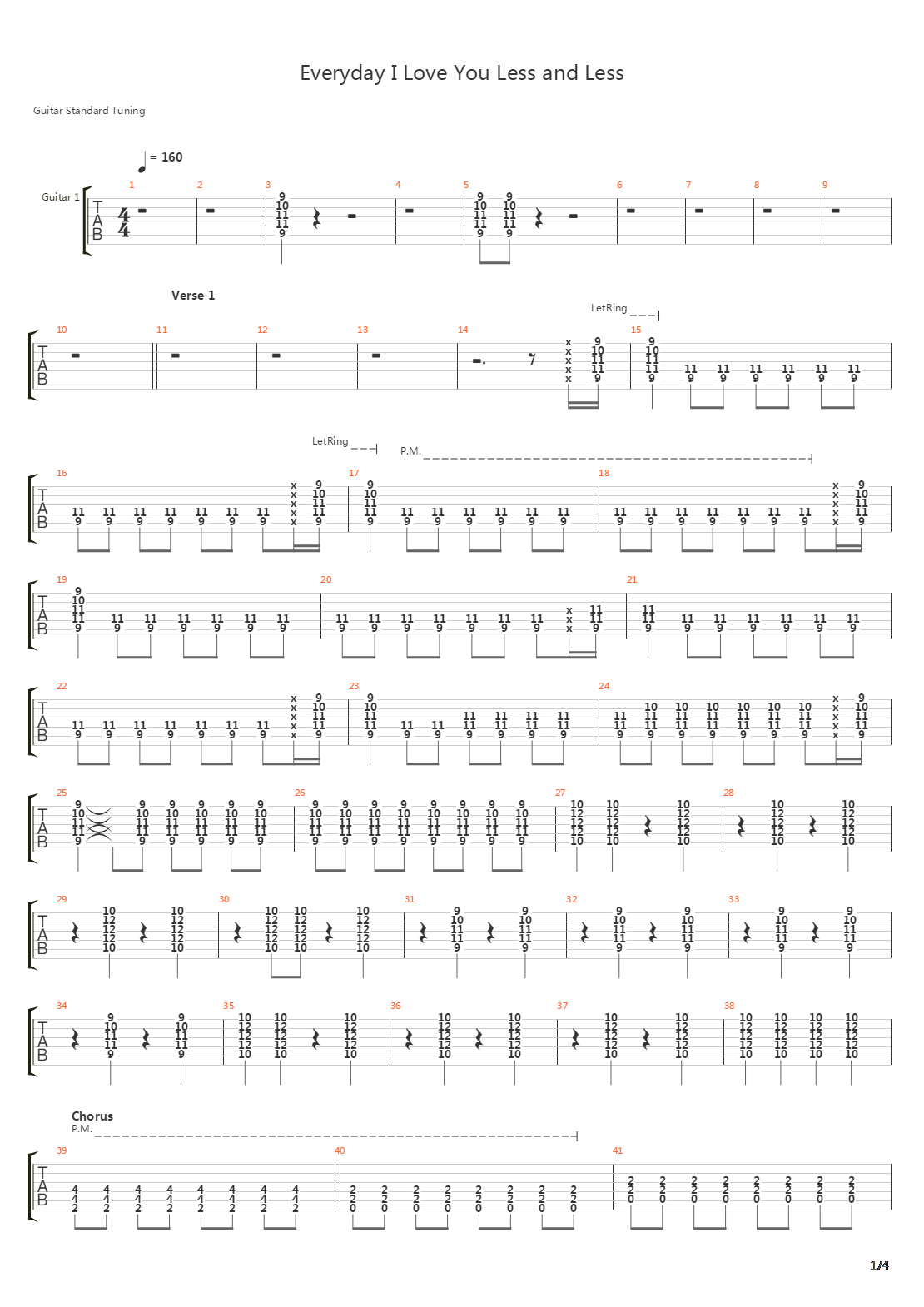 Everyday I Love You Less And Less吉他谱