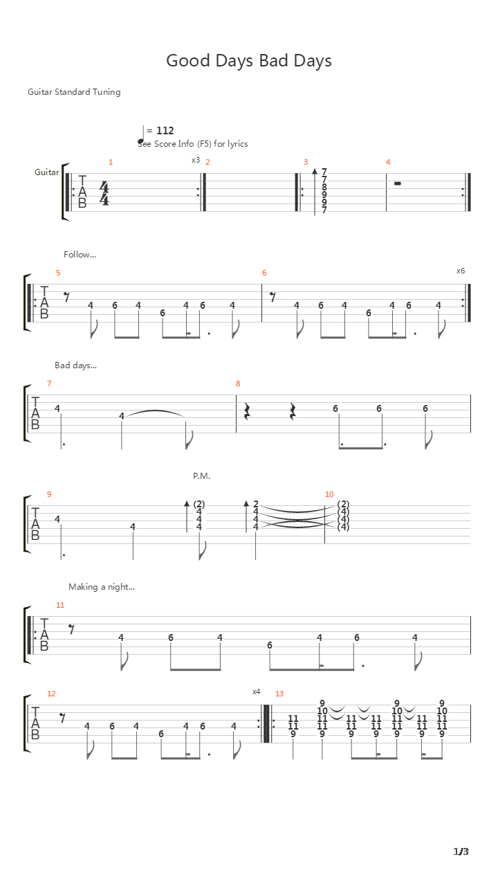 Good Days And Bad Days吉他谱