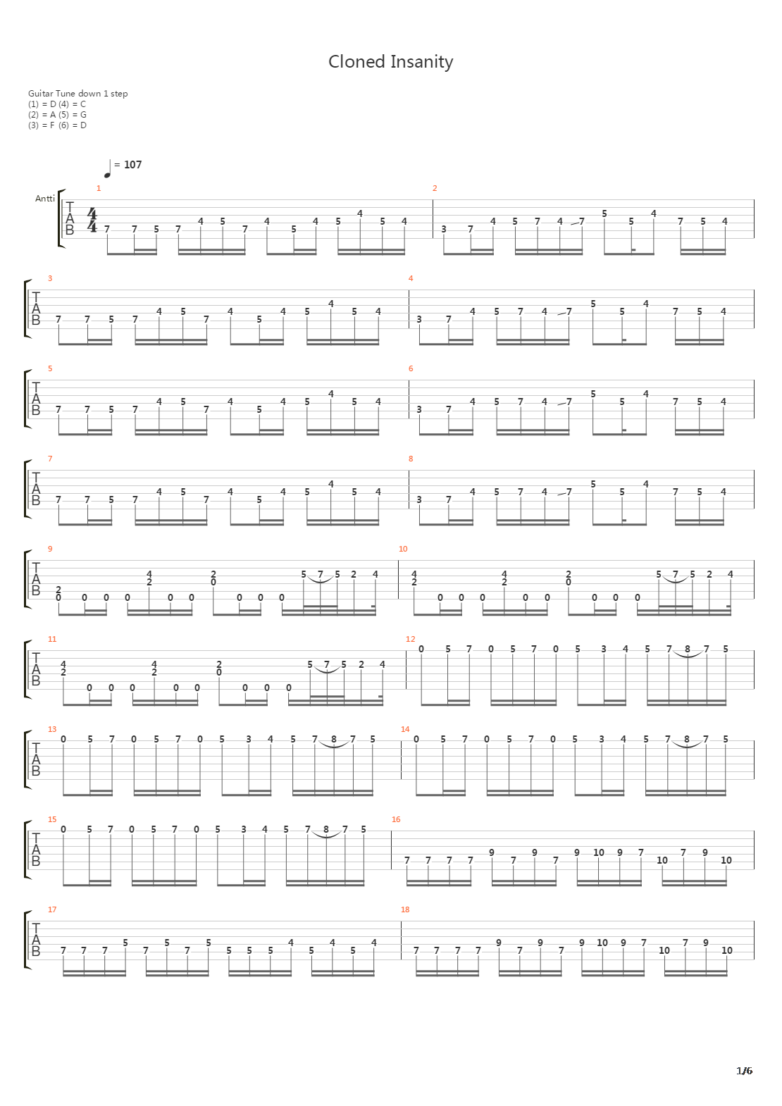Cloned Insanity吉他谱