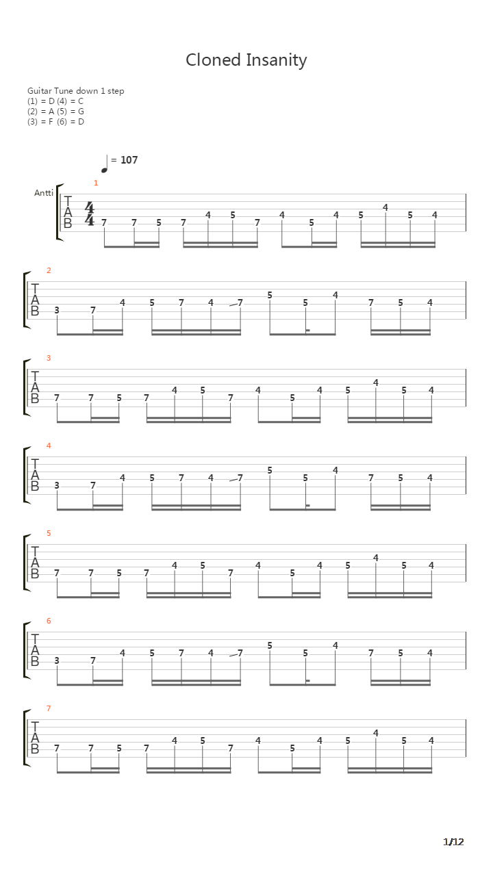 Cloned Insanity吉他谱
