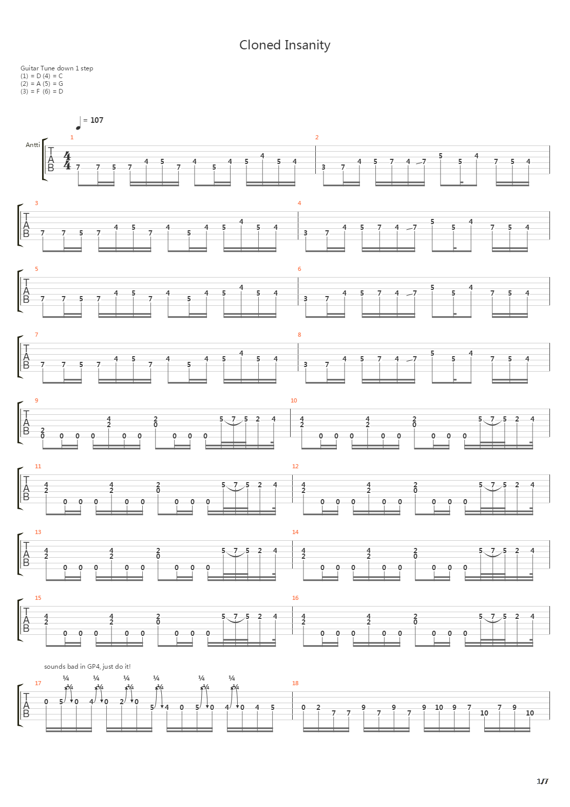 Cloned Insanity吉他谱