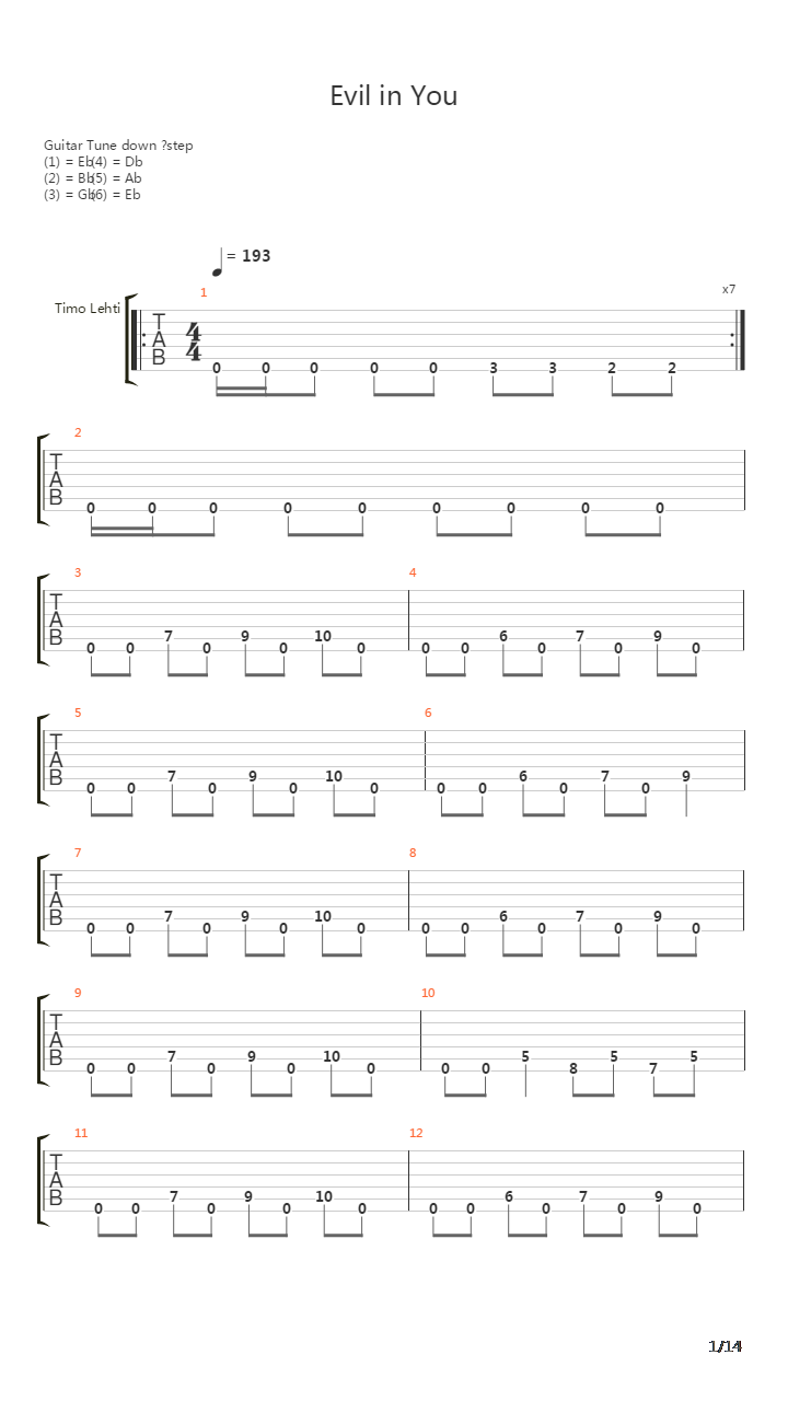Evil In You吉他谱