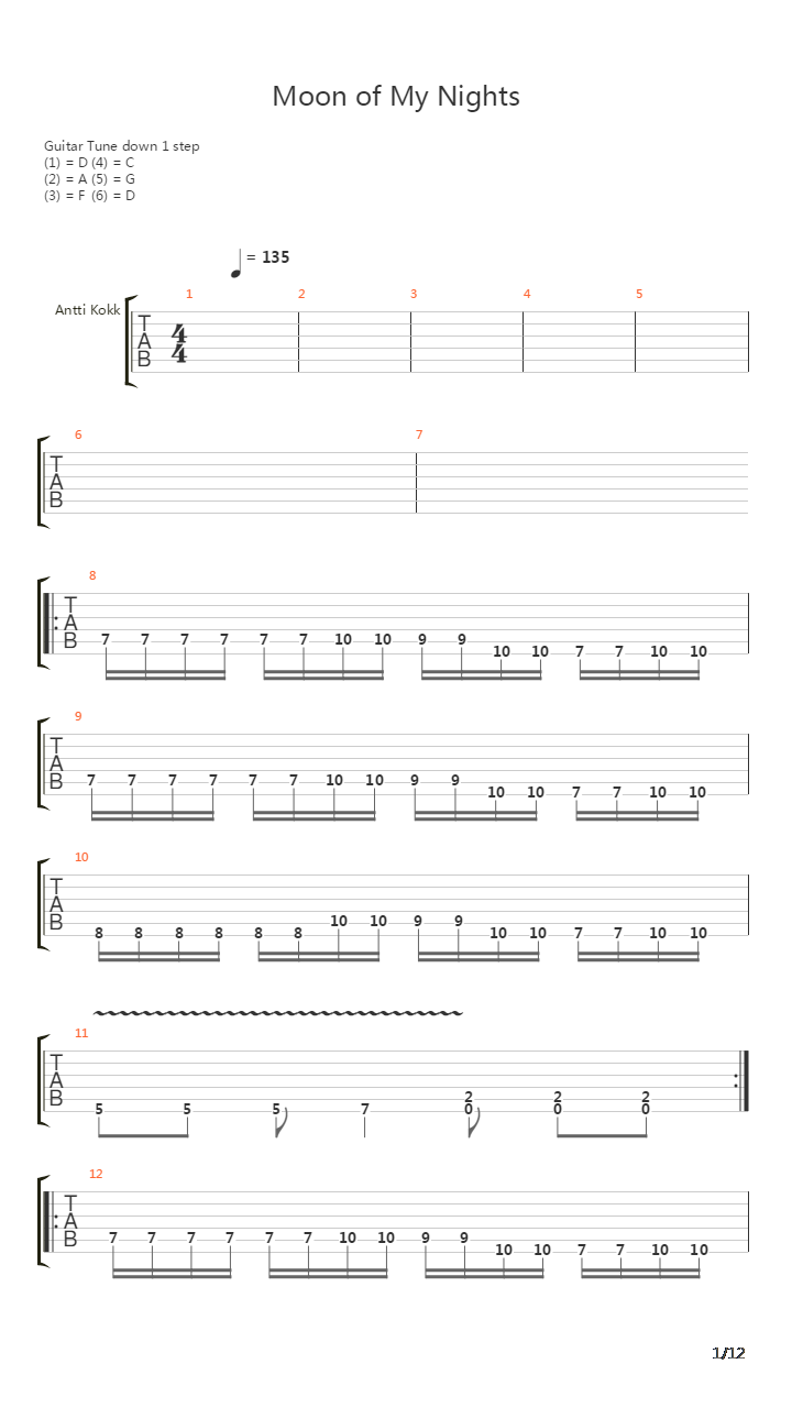 Moon Of My Nights吉他谱