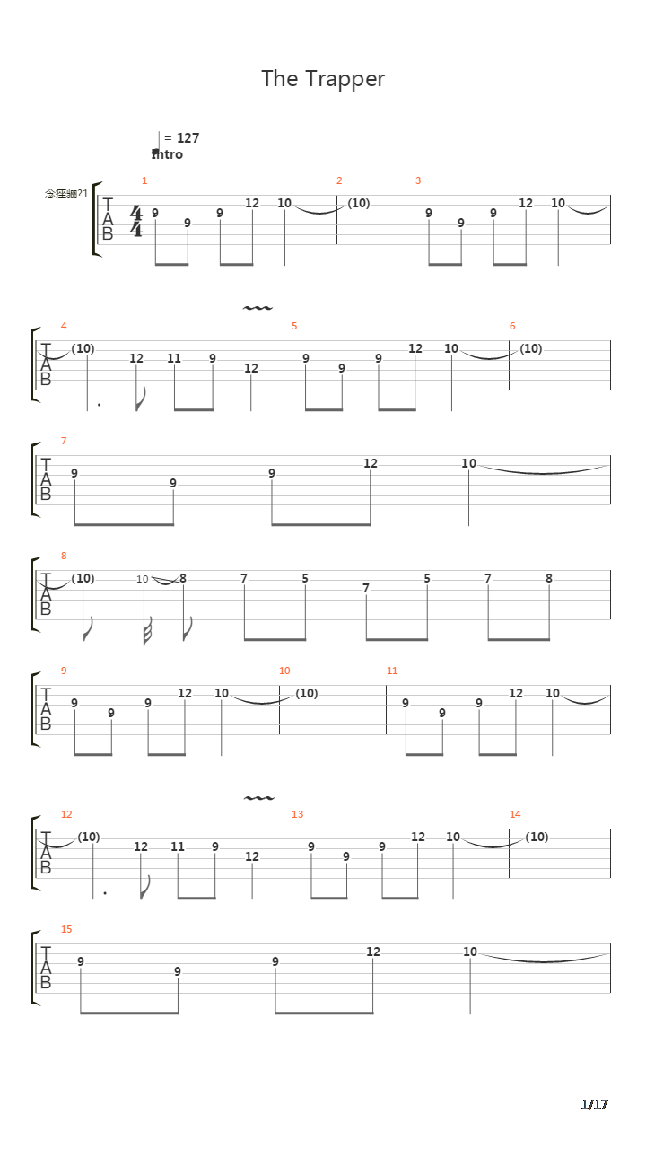 The Trapper吉他谱