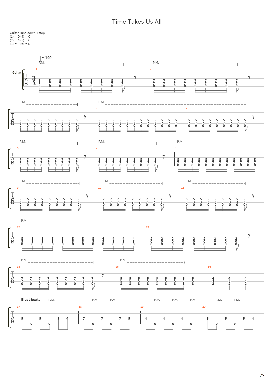 Time Takes Us All吉他谱
