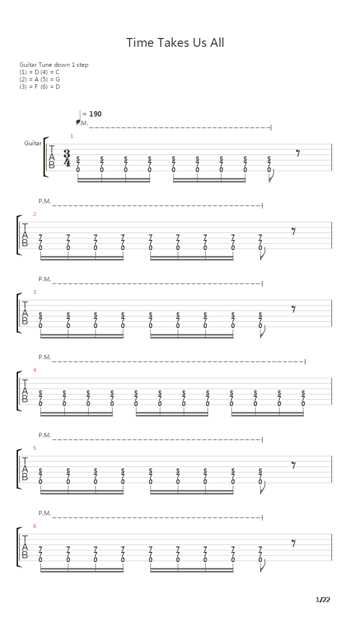 Time Takes Us All吉他谱