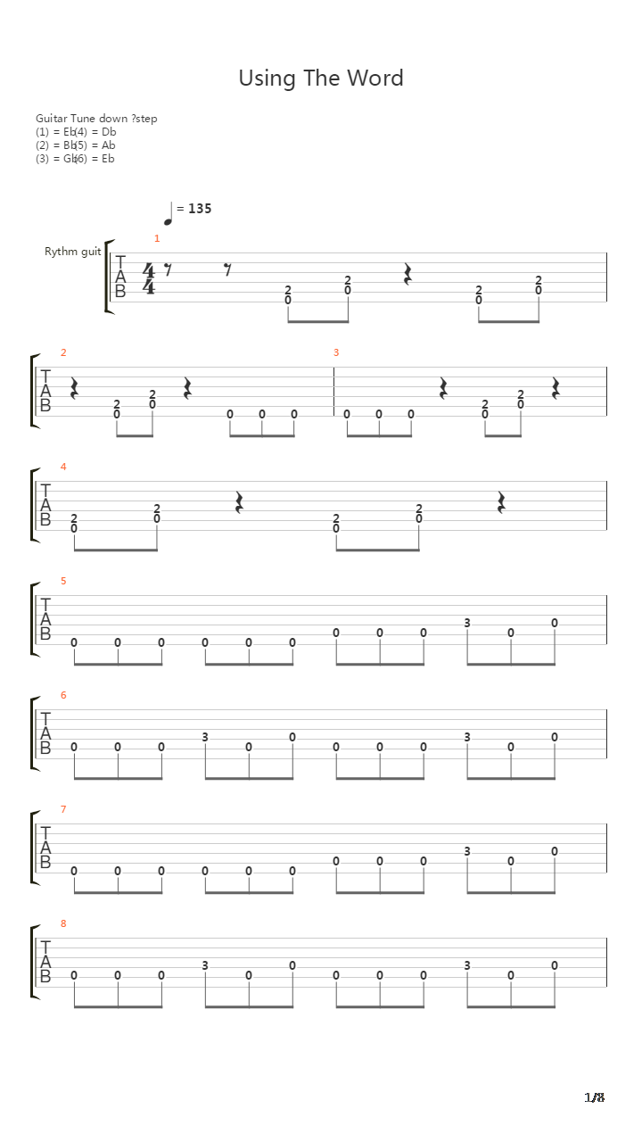 Using The Word吉他谱