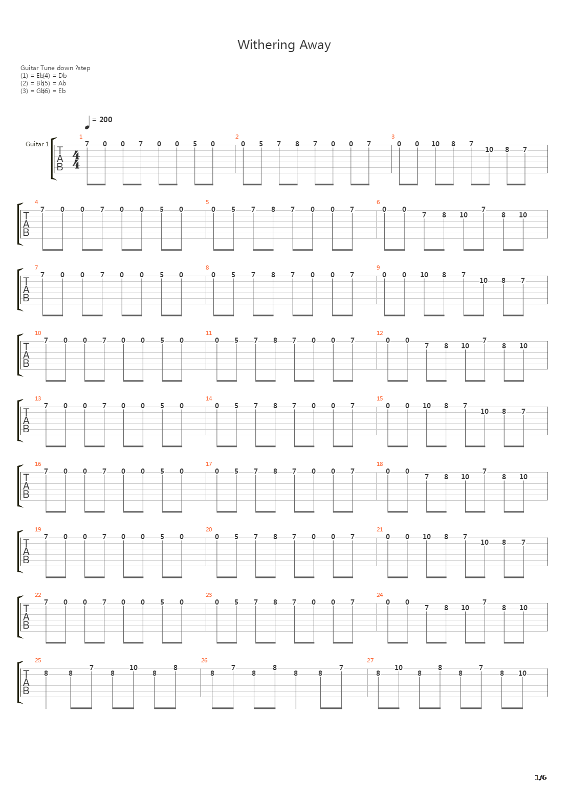 Withering Away吉他谱