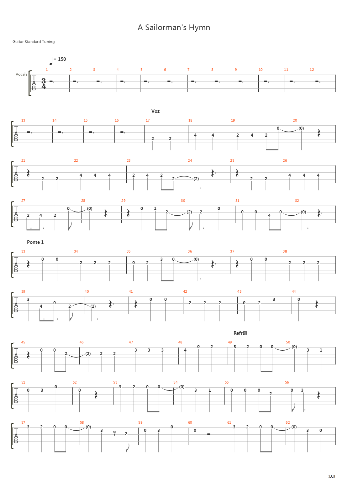 A Sailormans Hymn吉他谱