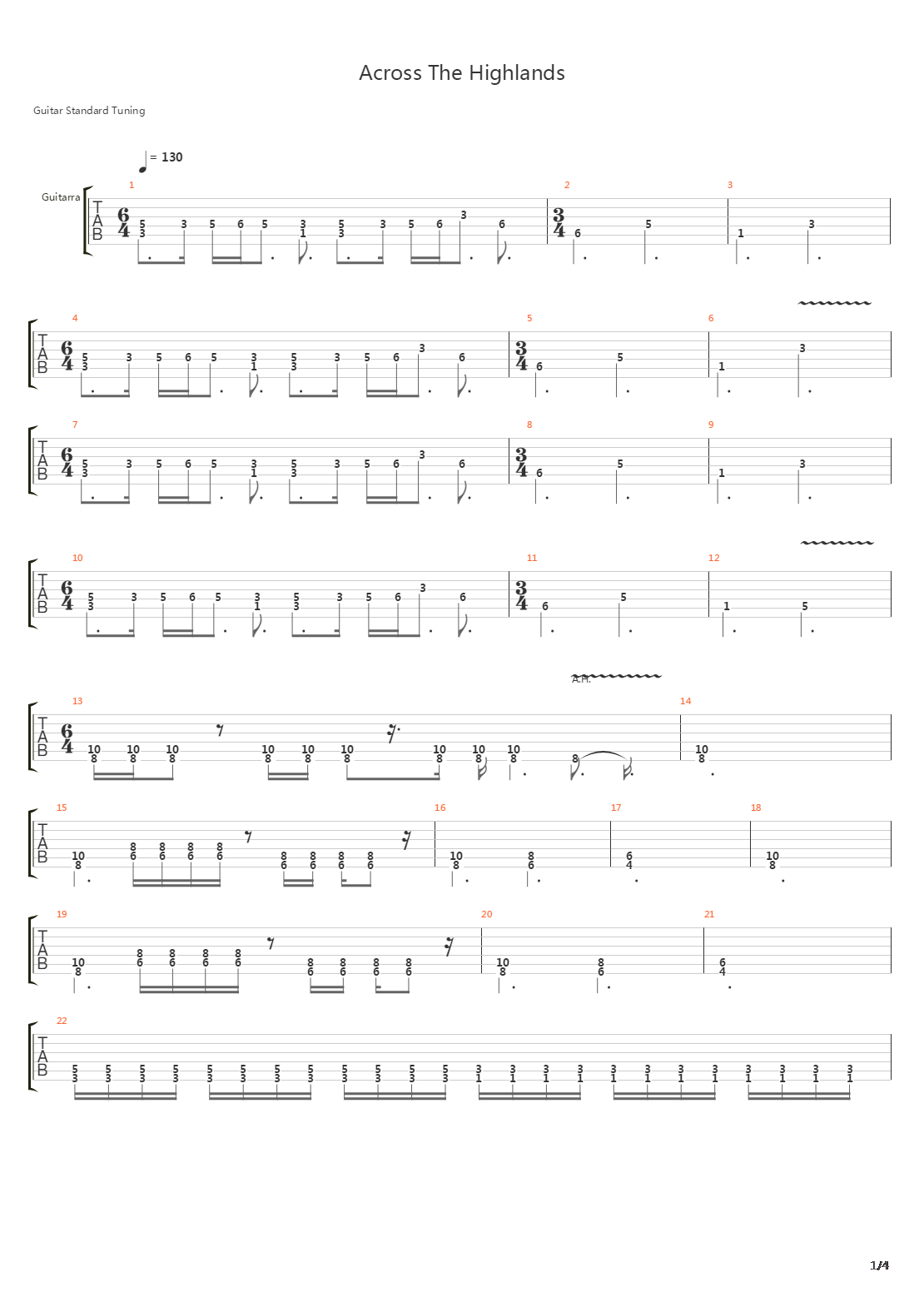 Across The Highlands吉他谱