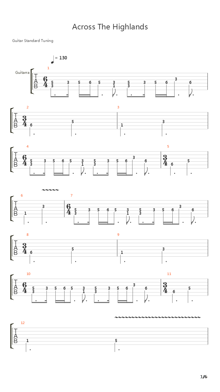 Across The Highlands吉他谱