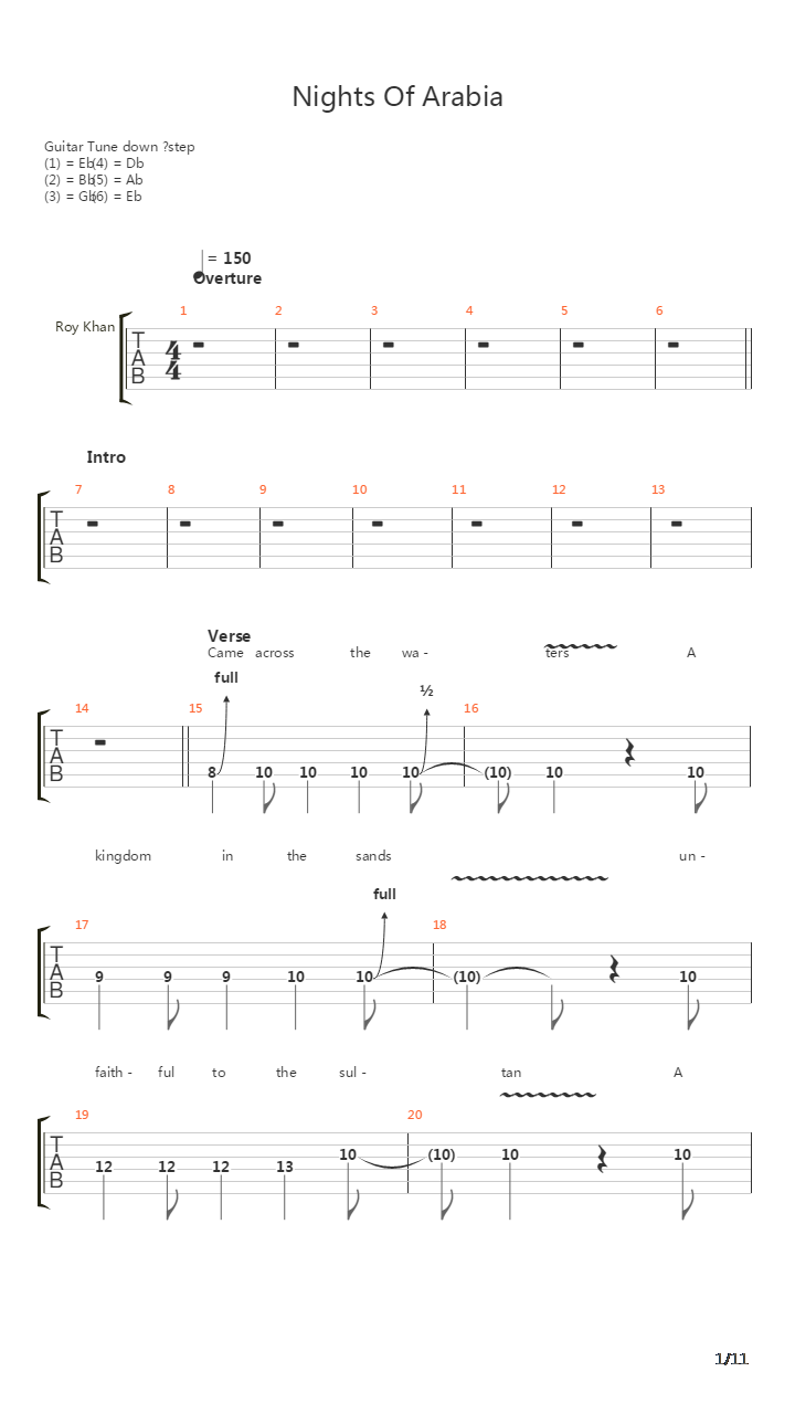 Nights Of Arabia吉他谱