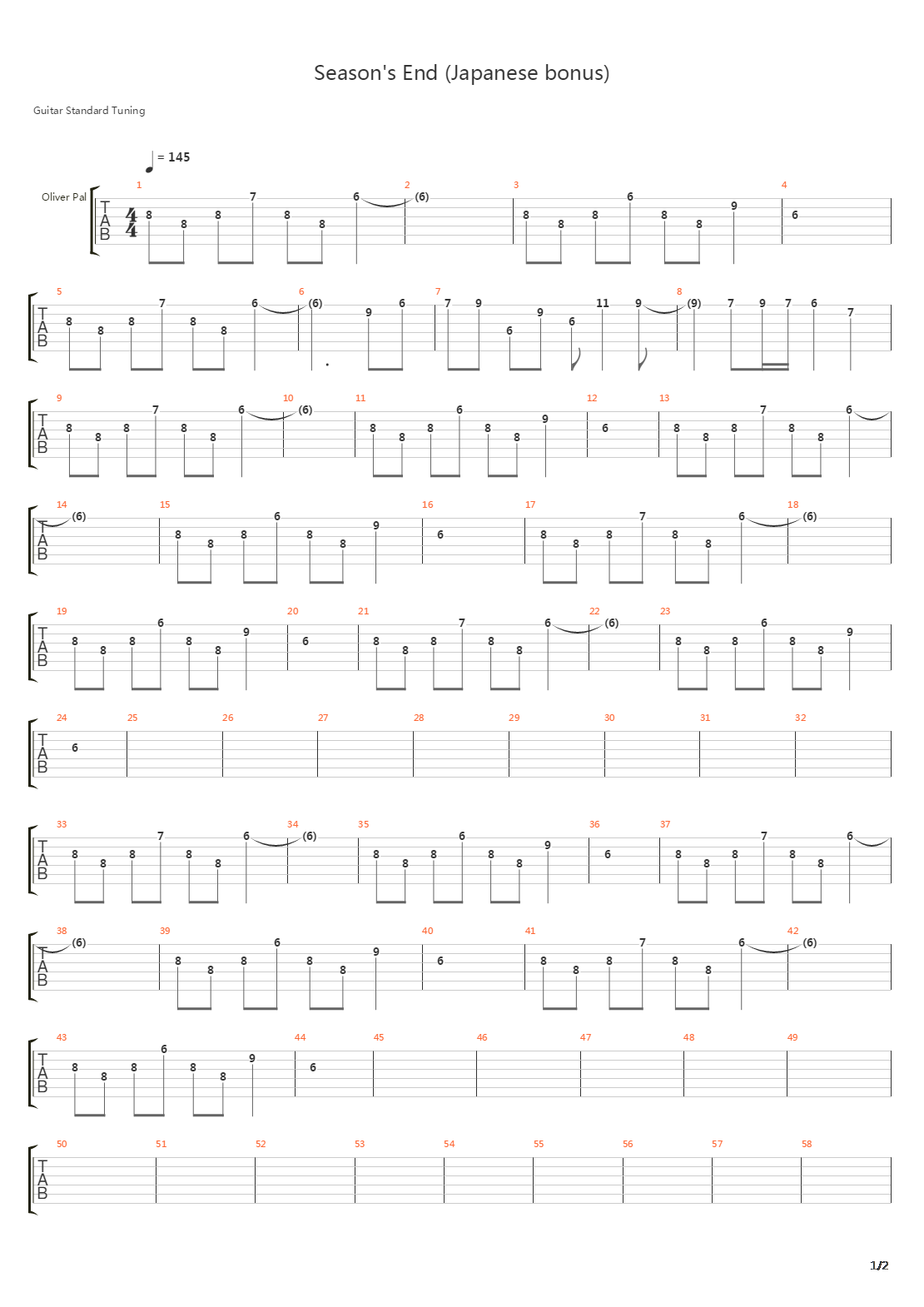 Seasons End吉他谱