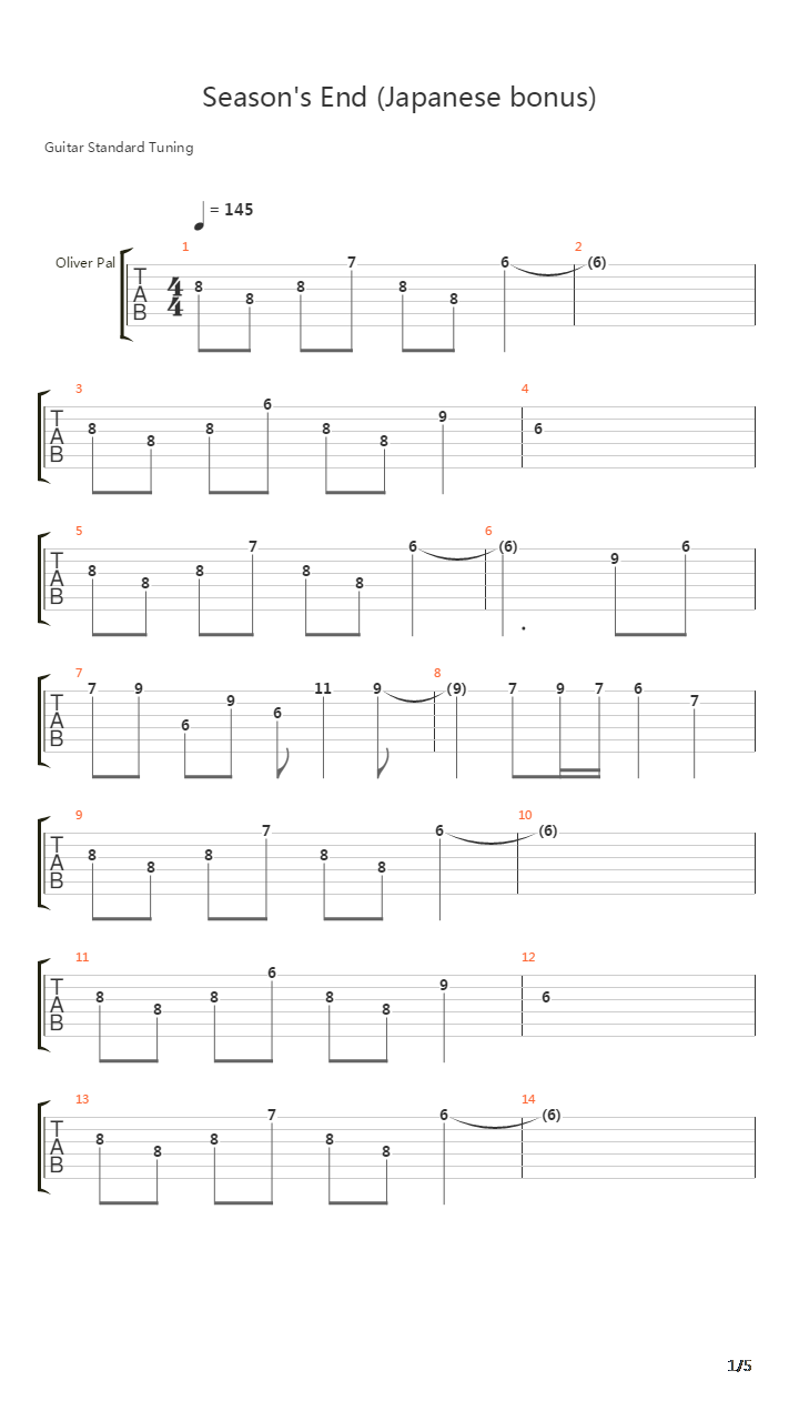 Seasons End吉他谱