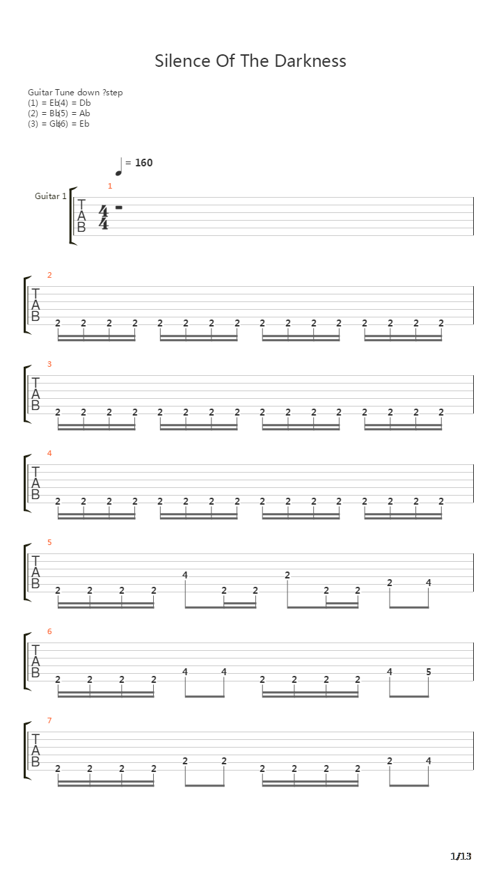 Silence Of The Darkness吉他谱