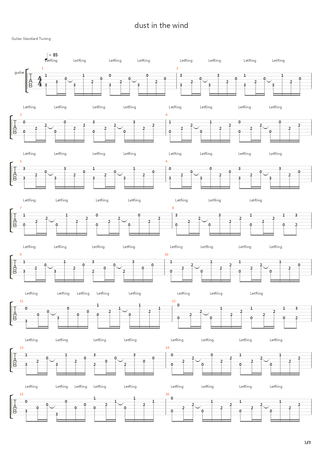 Dust In The Wind吉他谱