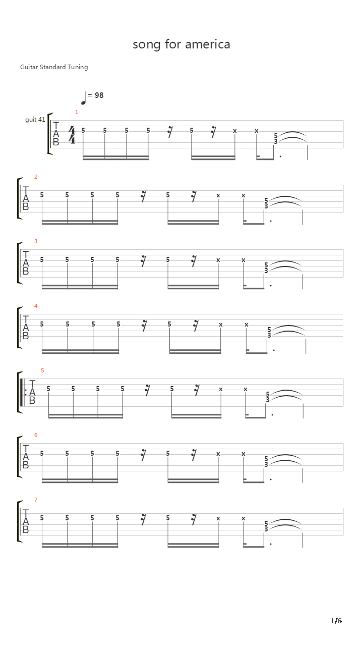 Song For America吉他谱