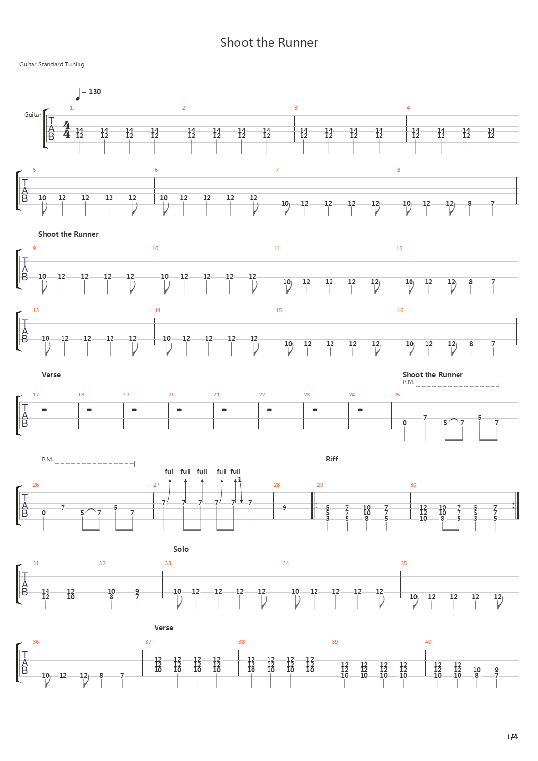 Shoot The Runner吉他谱