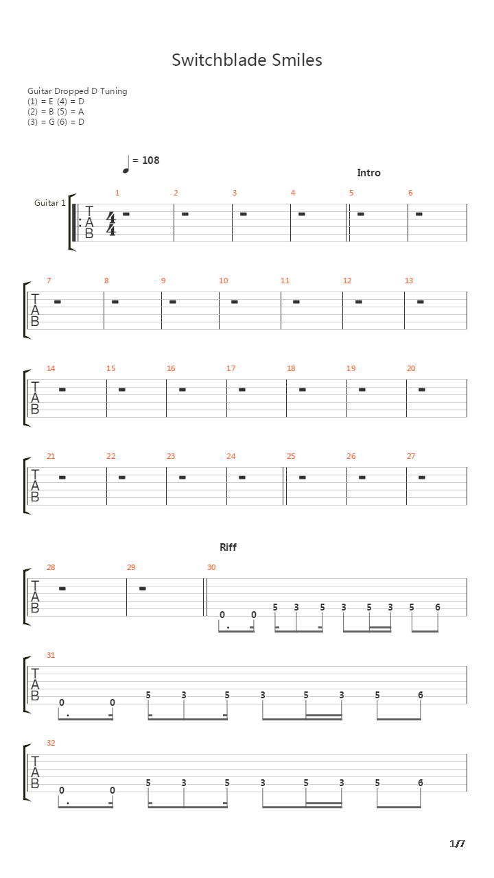Switchblade Smiles吉他谱