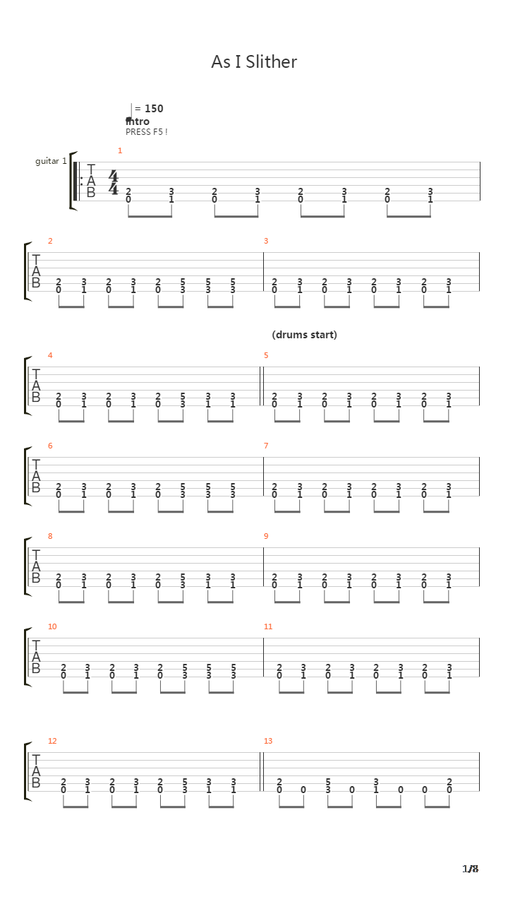 As I Slither吉他谱