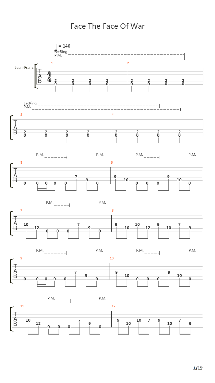 Face The Face Of War吉他谱