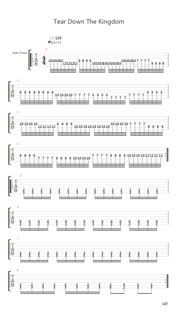 Tear Down The Kingdom吉他谱