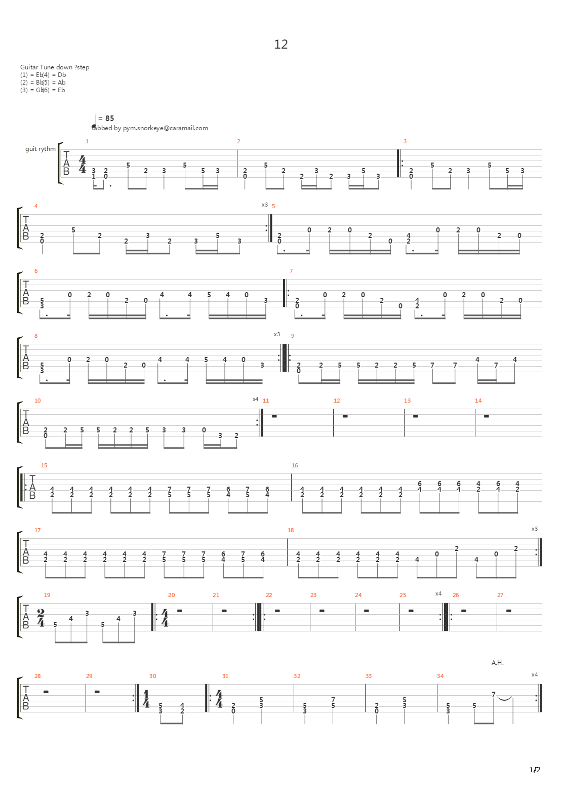 12吉他谱